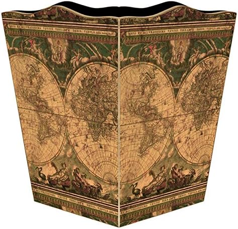 Marye-Kelley WB652-Antique World Map Wasterpaper Basket