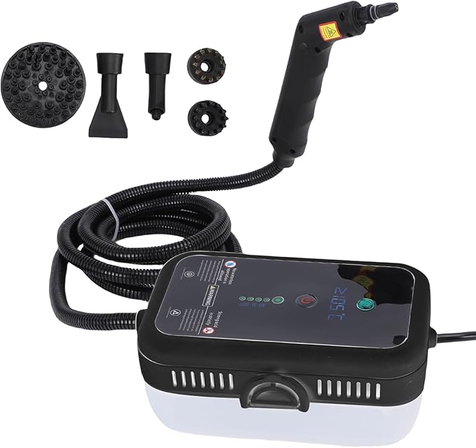 Handheld Steam Cleaner 1600W Portable High Temperature Pressurized Steam Machine with Brush Heads for Kitchen Grill Furniture Bathroom Car (110V US Plug)