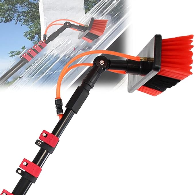 Window Cleaning PoleWindow Cleaning KitWater Fed Pole Window Cleaning System12-36ft Telescopic Solar Panel Cleaning Brushes Rod10.8M/36FT