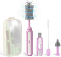 Electric Baby Bottle Brush Cleaner 5-in-1 Travel Kit with Storage Bag Food-Grade Silicone Long Battery Life Portable Baby Bottle Cleaner Brush Set Ideal Gift for Parents &amp Babies (Purple)
