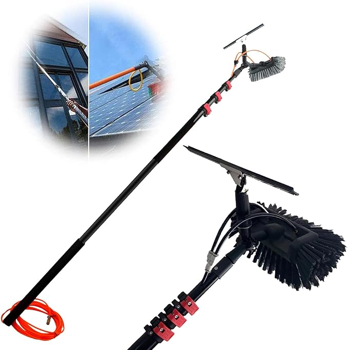 5-12m Window Cleaning Pole with Telescopic Brush with Water On Pole Extends to Clean Roofs Clean Photovoltaic and Solar Panels