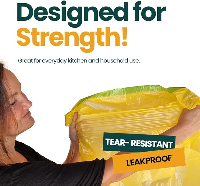 13 Gallon Trash Bags with Drawstrings 80 Bags Made from 50% Recycled Plastic Leakproof and Tear-Resistant Tall Kitchen Garbage Bags for Home and Office
