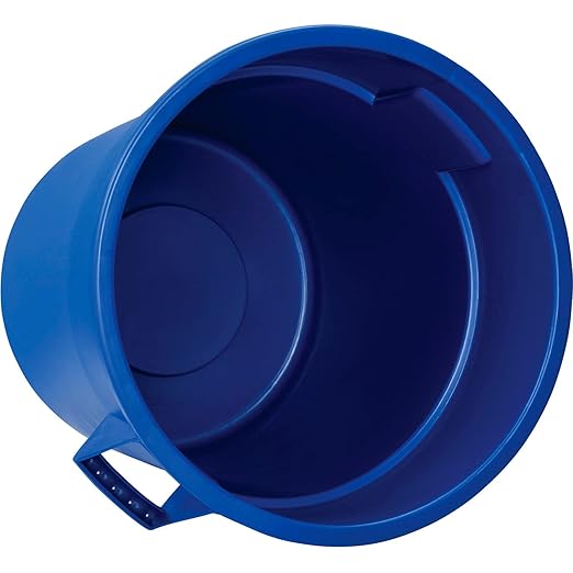 Global Industrial Commercial Round Trash Can 55 Gallon Capacity Plastic Garbage Can Indoor and Outdoor Utility Trash Can Blue 26-1/4W x 33-1/8H No Lid