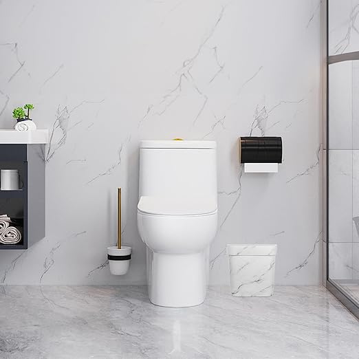 Marble Pattern Garbage Can for Bathroom and Bedroom Space-Saving Trash Box with Decorative White Marble Design Compact Wastebasket for Home Kitchen Office Use