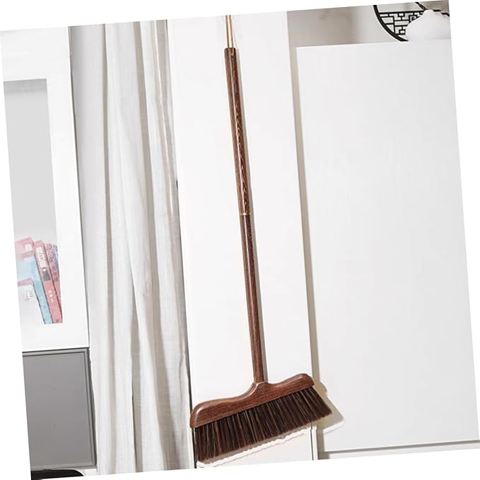 Wooden Outdoor Broom with Soft Bristles Long Handle Garden Scrub Broom for Deck Patio and Floor Cleaning Static Dust Brush for Home and Outdoor Use
