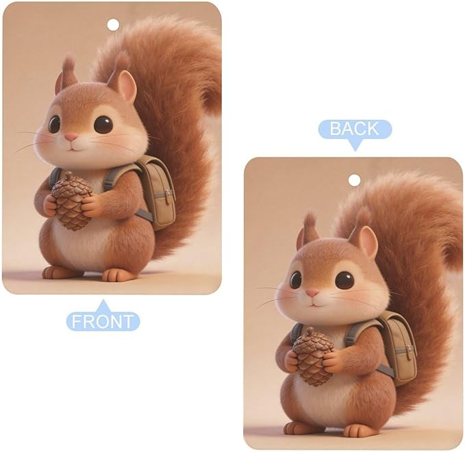 5PCS Car Air Freshener Hanging Personalized Double Sided Squirrel Small Backpack Car Fresheners Long Lasting New Cars Scents Cute Automotive Freshies for Closets Drawers (tea)