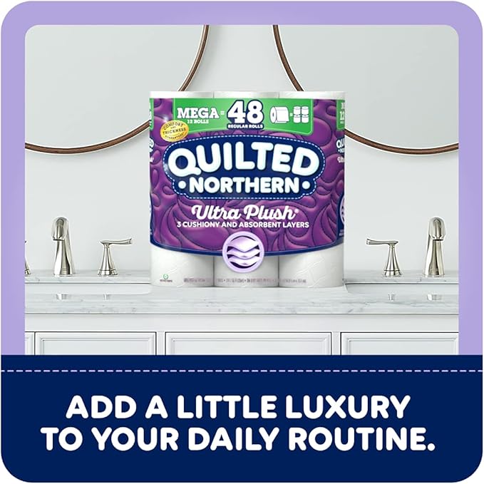 Quilted Northern Ultra Plush Toilet Paper 24 Supreme Rolls = 105 Regular Rolls 3-ply Bath Tissue
