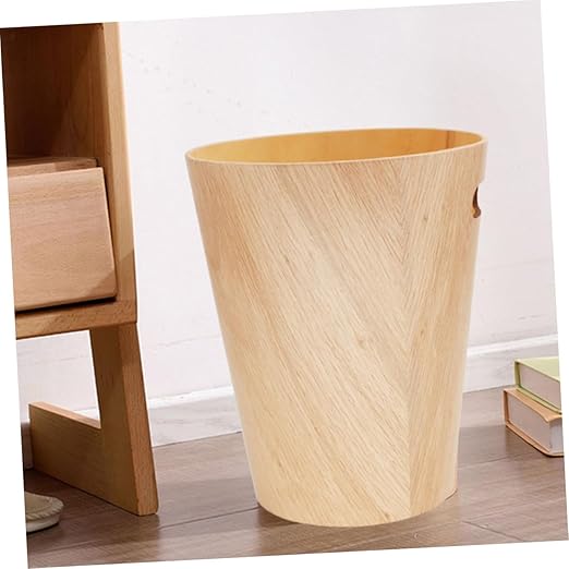 Wooden Desk Wastebasket Simple and Creative Garbage Bin for Bathroom Office and Home Capacity Removable Design Trash Can