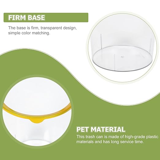TEHAUX Transparent Round Trash Can Large Capacity Lightweight Desktop Wastebasket for Home Office Compact Impact-Resistant Storage Container with Fashionable Gold Rim