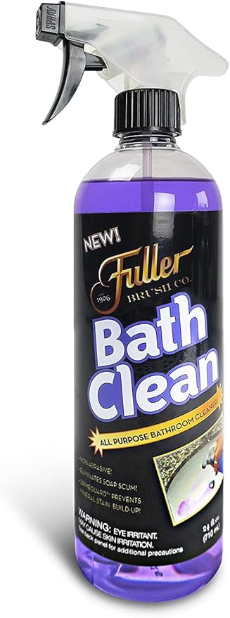 Fuller Brush Bath Clean – 24 oz Bathroom Cleaner Bottle with Spray– Dissolves Soap Scum Hard Water Stains &amp Mineral Build-Up – For Sinks Showers &amp Tubs – Pack of 1