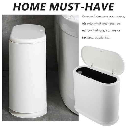 Lid Trash Can for Bathroom Kitchen Office Farmhouse Style Wastebasket with Space Saving Design Versatile Garbage Bin for Bedroom and Craft Use
