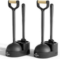 Sellemer Toilet Brush and Plunger Set Curved Design Head for Deep Cleaning Heavy Duty Toilet Bowl Brush and Plunger Combo with Holder for Bathroom Cleaning Black 2 Pack