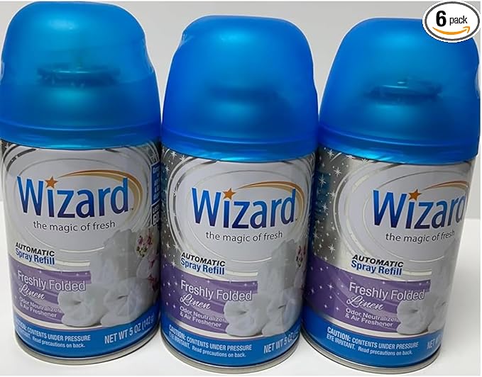 Wizard Automatic Spray 5Oz Refill (Package May Vary) Pack of 6 (freshly folded linen 6)