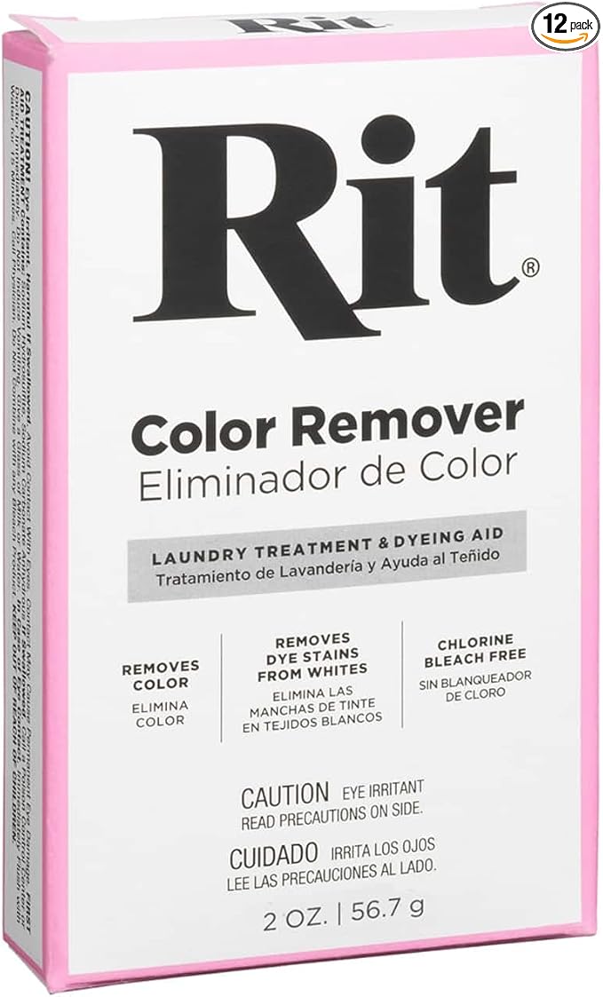 2oz. Rit Color Remover - Removes Stains from Cotton Linen Wool Rayon and Ramie - Bulk 12 Pack