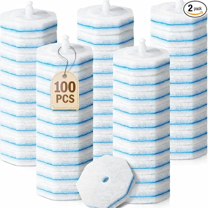100 Count Toilet Wand Refills Disposable Toilet Brush Refill Heads Compatible with Household Brushes Scrubbers 3-Layer Scrubbing Pads for Quick Bathroom Toilet Bowl Cleaners Local Stock