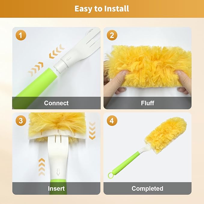 50 Pack Duster Refill for Swiffer Duster 360 Heavy Duty Duster Kit with 2 Handle Multi-Surface Disposable Dusters Refills for Cleaning Corner Furniture Car Blinds