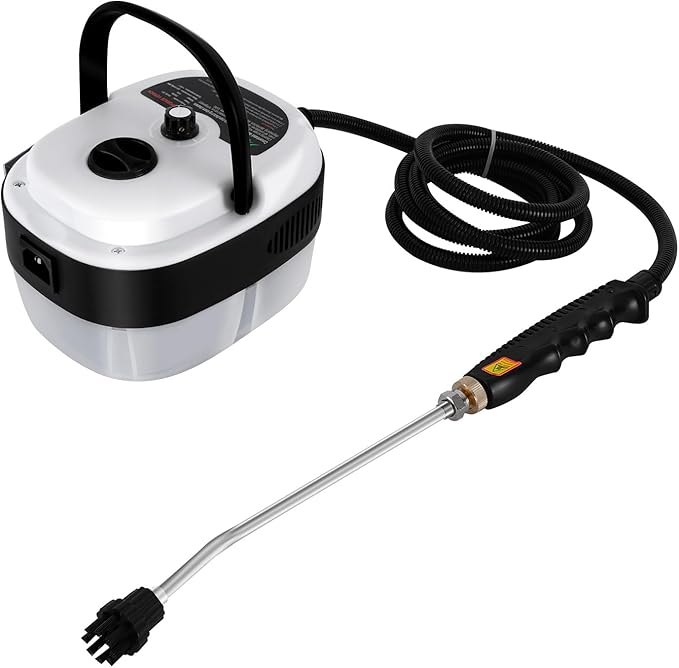 Aluminum Alloy 2500W High Pressure Steam Cleaner Portable Adjustable High Temp 266°F Steam Cleaner with 1L Tank - 3 Bar Pressure 7.22ft Hose for Kitchen Grease Car Detailing