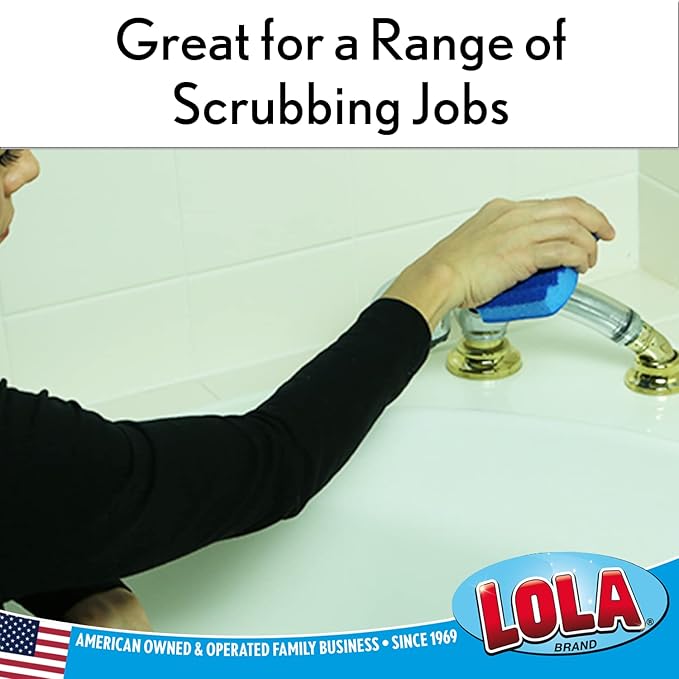 LOLA All Purpose Scrub Sponge 12 Pack Made in USA Scrub Sponge- Superior Technology Non-Scratch Long Lasting - Dishes Mugs Non-Stick Cookware