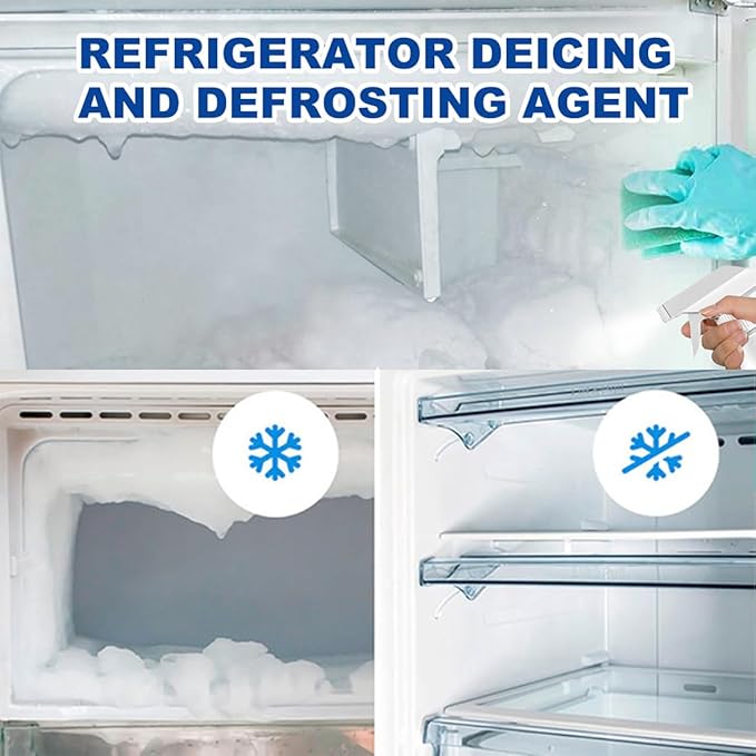 Defrosting Spray for Fridge Freezer Fridge Freezer Defrosting Spray Powerful Refrigerator Defrost Spray Refrigerator Defrosting Spray Fast Frost Removal &amp Streak-Free Shine (5Pcs-120ml)