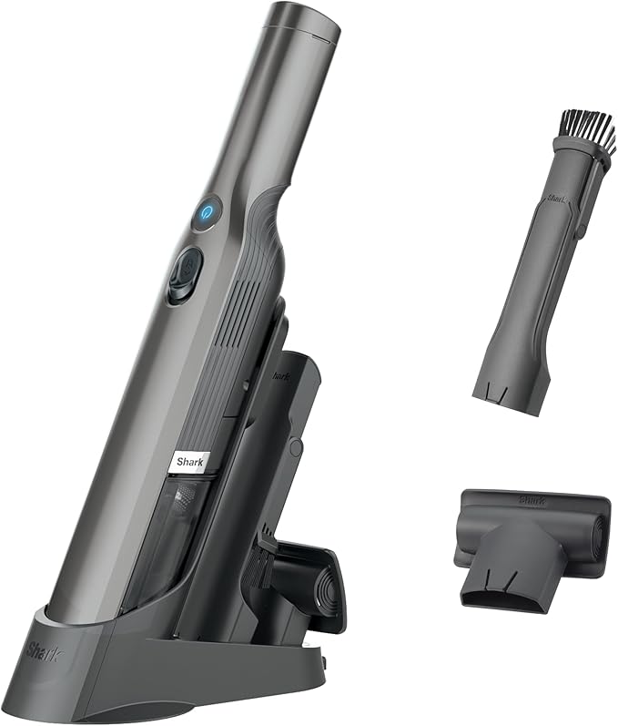 Shark WV201 WANDVAC Handheld Vacuum Lightweight at 1.4 Pounds with Powerful Suction Charging Dock Single Touch Empty and Detachable Dust CupGraphite Slate