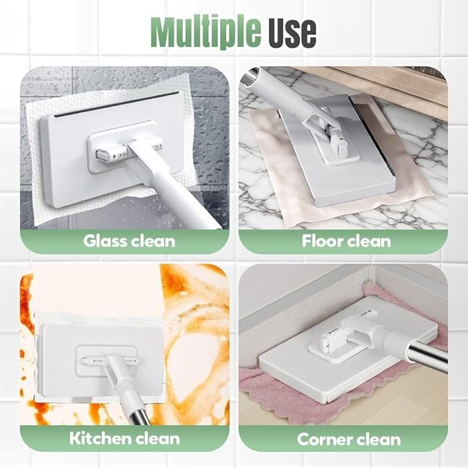 Snap Grip Mini Mop Zero Touch Mini Mops Retractable Gap Dust Cleaner Flat Mops with Locking Head &amp Sweeping Cloths 100cm Long Handle Mopping Sweeper Stick for Multi Cleaning