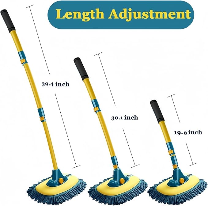 Car Wash Brush with Long Handle Car Wash Mop Mitt with 2 Replacement Head  Extension Pole Car Brush Cleaning Kit for Cars Trucks