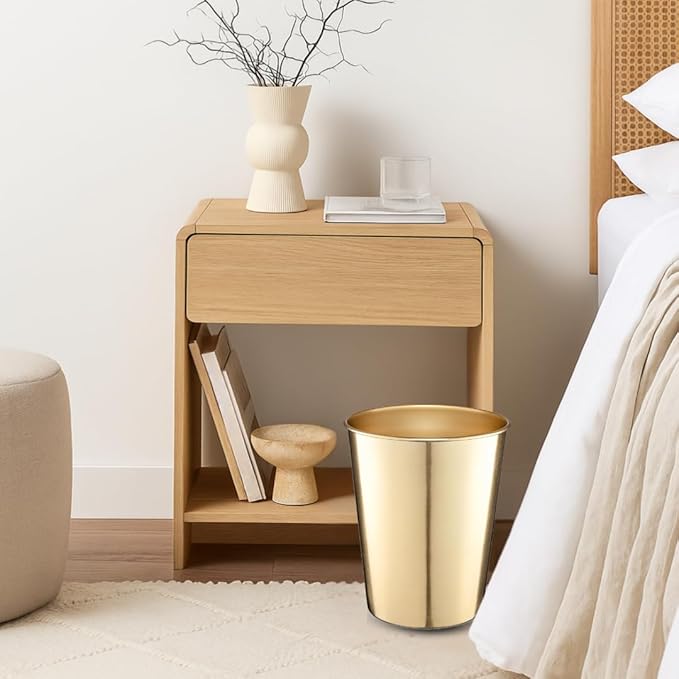 Monarch Abode Metal Bathroom Trash Can – Waste Basket for Bedroom Office Desk &amp Dorm Handcrafted Durable Decorative Brushed Gold Small Trash Can Bathroom Garbage Bin Wastebasket