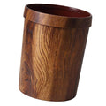 Healifty Vintage Style Plastic Wood Pattern Garbage Bin with Pressure Ring Wastebasket for Home Bedroom Bathroom and Office Space Saving Creative Container Design