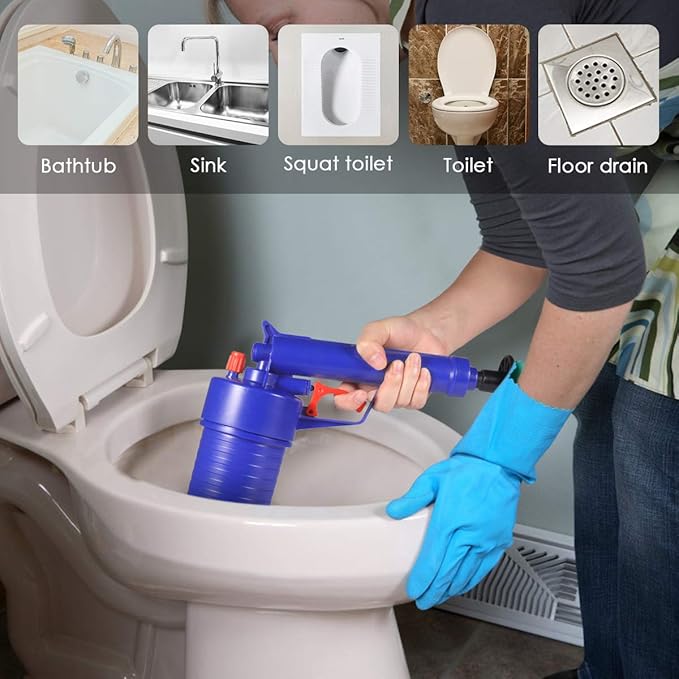 Toilet Plunger Air Drain Blaster Pressure Pump Cleaner High Pressure Plunger Opener Cleaner Pump for Bath Toilets Bathroom Shower Sink Bathtub Kitchen Clogged Pipe