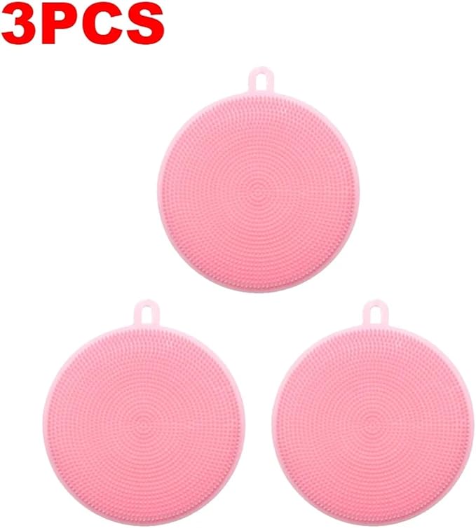 10-1PCS Silicone Cleaning Brushes Soft Silicone Scouring Pad Washing Sponge Dish Bowl Pot Cleaner Washing Tool Kitchen Accessori(3 pcs)