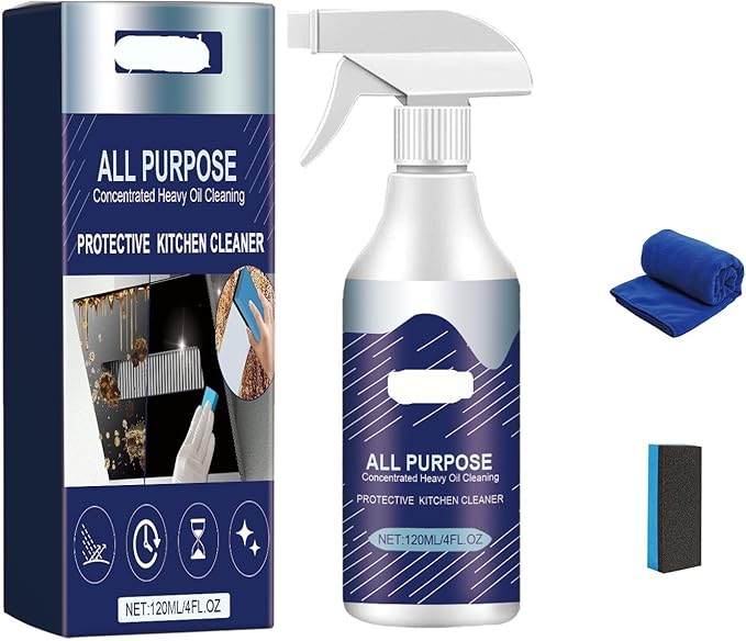 Kitchen Grease Foam Cleaner Set - Removes Stubborn Oil Stains Burn Marks &amp Grime Fresh Scent(2PCS)