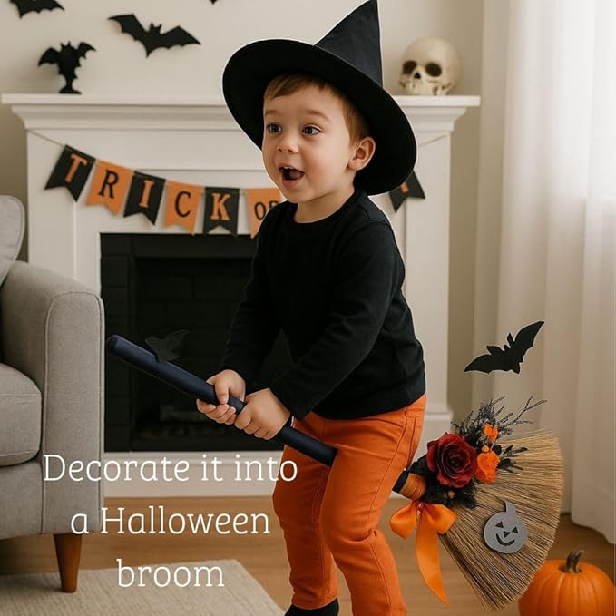 Handmade Whisk Sweeping Broom - Brooms for Wedding Jumping Ceremony Halloween DIY Decoration - Vietnamese Straw Soft Broom - 12.2 Width 28.35 Length
