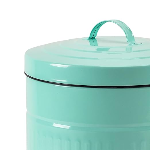 Mint Green Trash Can with Lid Turquoise Bathroom Bedroom Waste Basket Soft Close Small Teal Garbage Can Retro Vintage Home Office Trash Can 12 Liter/3 Gallon Glossy Mint Green