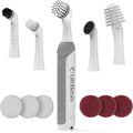 LifeBasis Rechargeable Power Scrubber Cordless Electric Cleaning Brush Water Resistant Small Electric Grout Brush with 5 Brushes for Home/Kitchen/Bathroom/Grout/Tile/Shower/Tub White