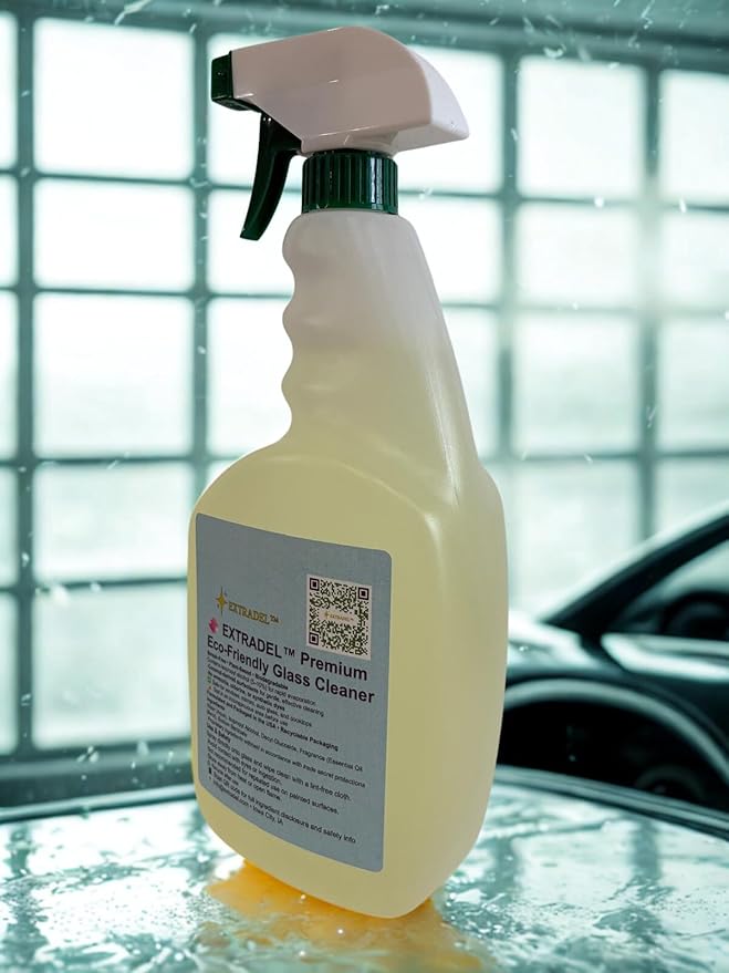 EXTRADEL™ Premium 32 fl oz Eco-Friendly Glass Cleaner Plant-Based Streak-Free Light Naturally-Derived Scent Biodegradable Spray