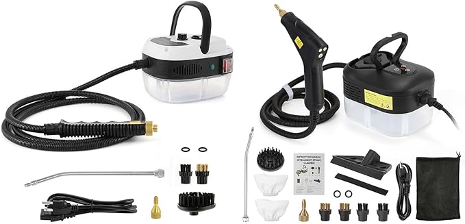 Dyna-Living 2500W Electric High Pressure Handheld Steamer &amp Steam Cleaner 1500W Handheld Steamer for Cleaning Portable Car Steam Cleaner Black