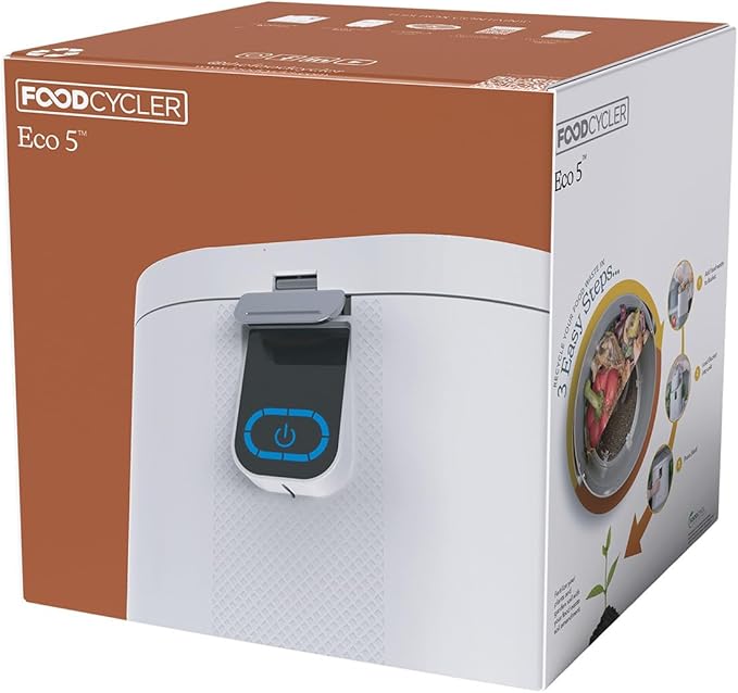 Food Cycler Eco 5 Award-Winning Kitchen Food Recycler | Indoor Composter Bin Alternative | Electric Countertop Food Disposer with Odorless 5L Indoor Food Waste Bin for Easy Waste Management | White