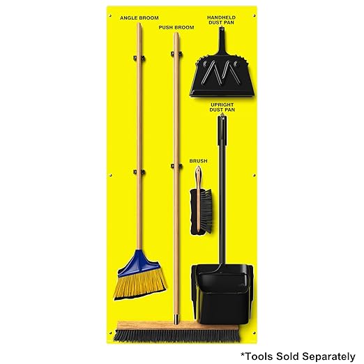 Clean &amp Sweep 5S Shadow Board/Wall Mount Broom Holder 68 x 30 Board 5S Cleaning Station - Board Only Tools Sold Separately Made in The USA by AccuformNMC Yellow/Black PSB714YLBK