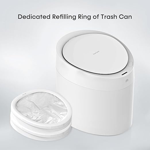 TOWNEW T Air One Official Refill Rings for Smart Bathroom Trash Can Sturdy Trash Bags for Electric Automatic Trash Can 2.6 Gallon 8 pk White Refill Rings - Up to 96 Trash Bags