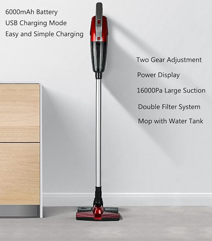 Cordless Wet Dry Vacuum Cleaner and Mop All in One Light Weight Powerful Stick Vacuum Cleaner and Mop One-Step Cleaning Rechargeable Upright Vacuum Cleaner for Home Hard Floor Pet Hair (W