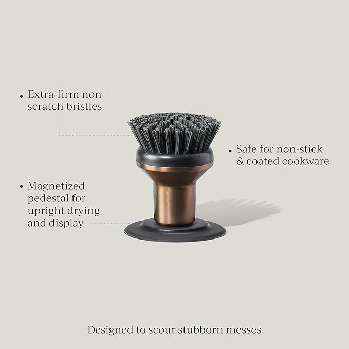 Ionic Palm Brush Magnetized to Stand Upright Stainless Steel with Replaceable Head Bronze