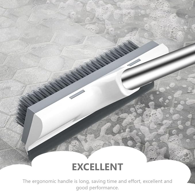 Floor Scrub Brush with Stiff Bristles Long Handle Bathroom and Kitchen Tile Grout Scrubbing Brush for Shower and Toilet Cleaning