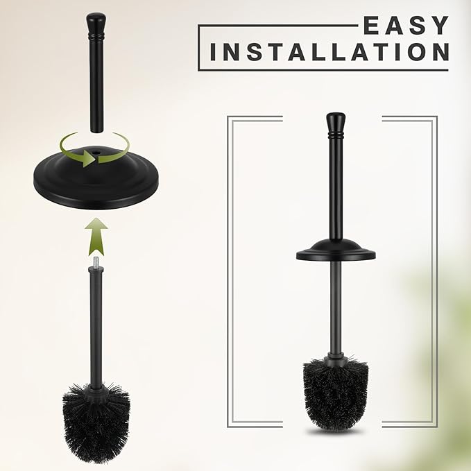 Black Toilet Brush and Holder Set304 Stainless Steel Toilet Bowl Brush and Holder for BathroomHeavy Duty Toilet BrushDurable Scrubbing BristlesSplash ResistantLong Handle