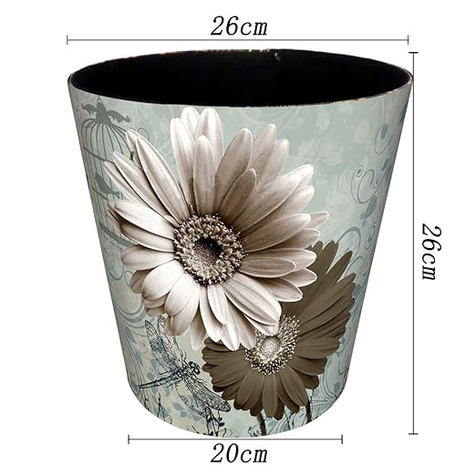 10L/2.64 Gallon PU Leather Trash Can Decorative Waterproof Wastebasket Paper Basket Garbage Bin for Home Office Bathroom