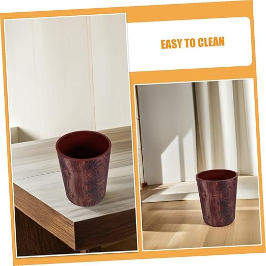 ARTIBETTER Retro Wood Grain Plastic Trash Can Large Capacity Wastebasket for Kitchen Bathroom Office Bedroom PP Material Easy to Clean Compact Design