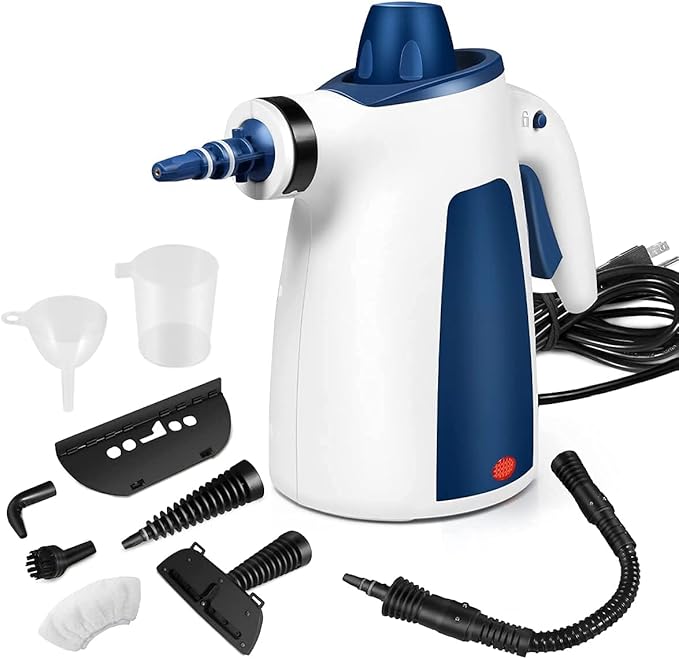 Handheld Pressurized Steam Cleaner Multi-Surface All Natural Steamer for Cleaning Portable Upholstery Steamer Cleaner with 9-Piece Accessories for Kitchen Bathroom Windows Car Seat Sofa Floor