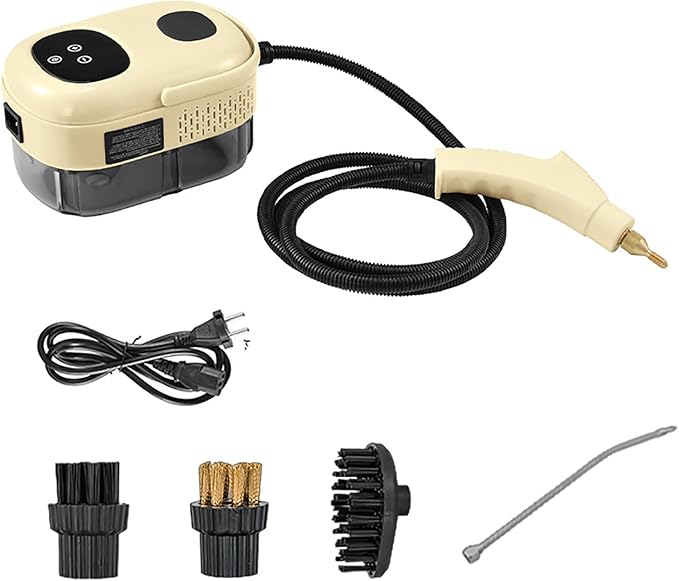 Handheld Steam Cleaner - 15s Fast Heating 1100ml Portable Machine with 3 Brush Heads for Home Car Detailing Kitchen Bathroom and Tile Cleaning - Efficient Pressurized Steam Solution in Green