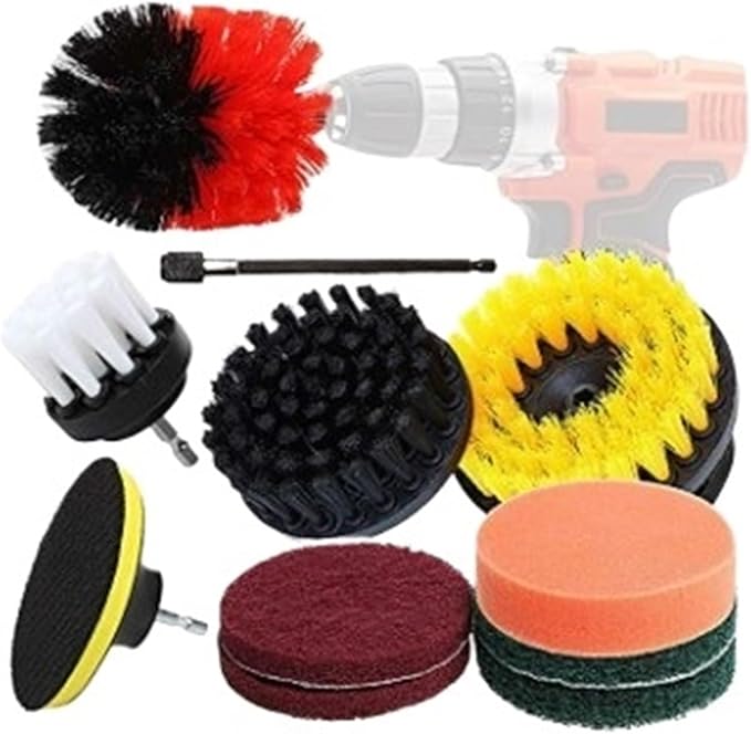 Electric Drillbrush Nylon Round Cleaning Brush Compatible with Bathtub Carpet Glass Tires Toilet Floors Rust Remover Cleaner Kit 22pcs(11pcs)