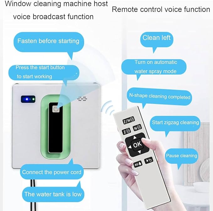 Smart Window Cleaner Robot Household Automatic Glass Cleaner Ups Power Shut Off Strength 20 Minutes for Outdoor and Indoor Windows Desk Tile Ceiling