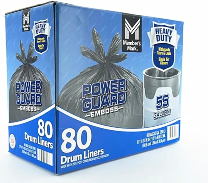 Member Mark Simple Tie Heavy Duty Black Trash Bags 55 gal. 80 ct.